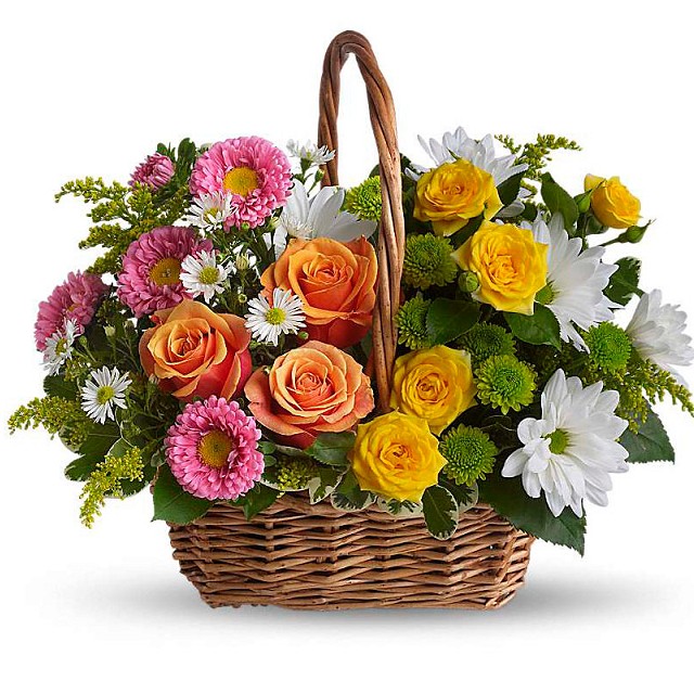 Foto Cesta de flores Arcoíris