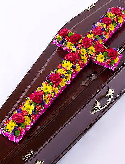Foto Cruz funeraria flores variadas
