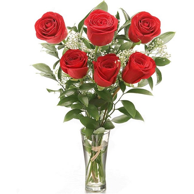 Foto  Ramo de 6 rosas rojas